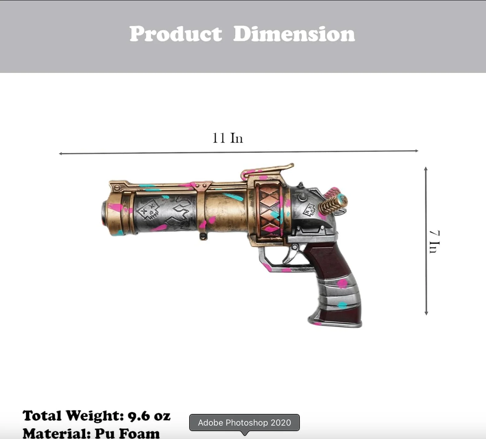 11" Jinx Pistol-Arcane Foam Prop Replica Gun - Image 3