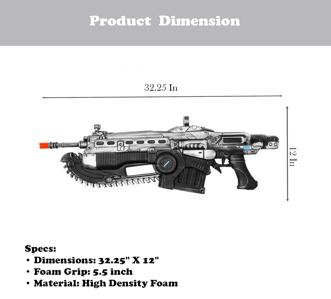 32" Gear of War Mark 2 Lancer Assault Foam Rifle Replica Gun - Image 3