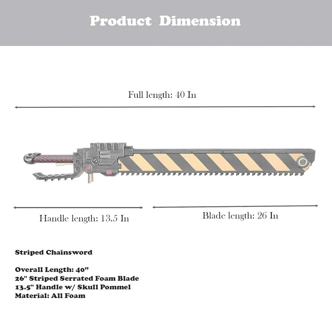 40’’ Fantasy WH40K War Chainsaw Hammer Foam Sword Replica Weapon - Image 5