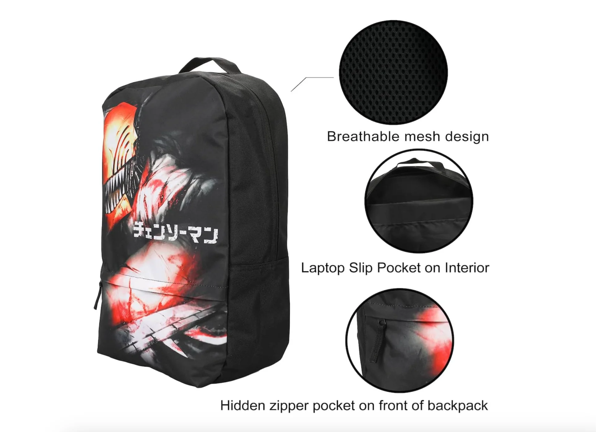 Backpack Chainsaw Man Denji Black Laptop Bag - Image 7