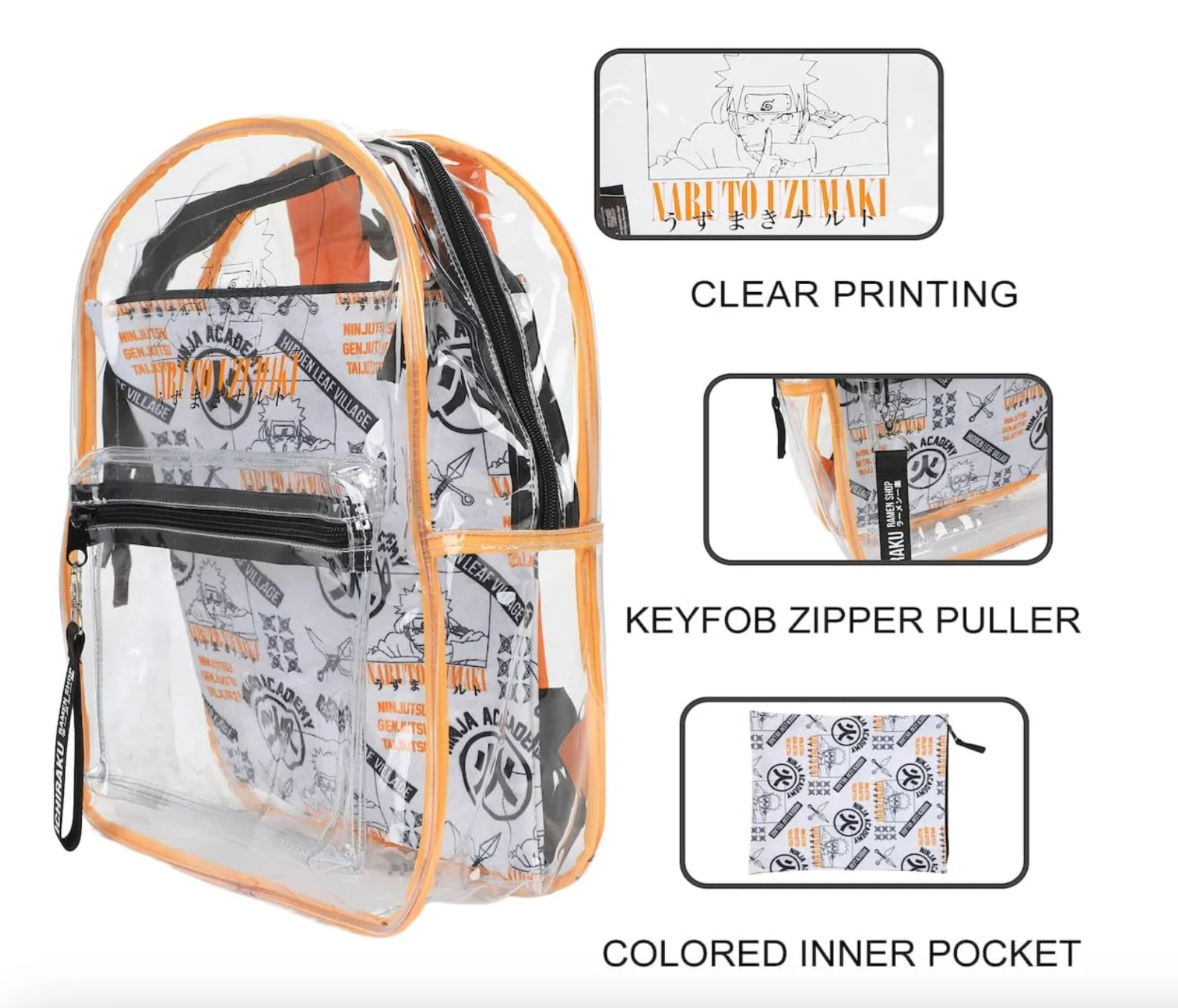 Backpack Naruto Shippuden 17" Clear Plastic Bag (with Removable Laptop Pocket) - Image 3