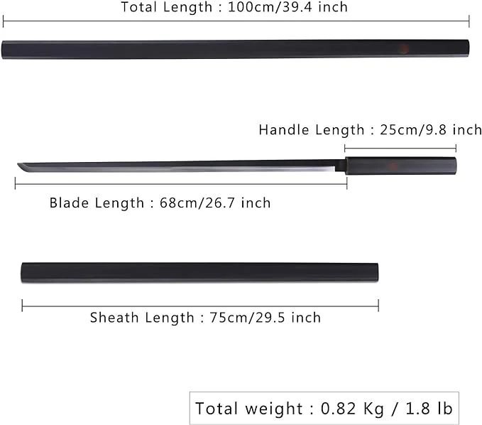 40“ Naruto Sasuke Metal Sword Not Sharp Katana - Black - Image 7